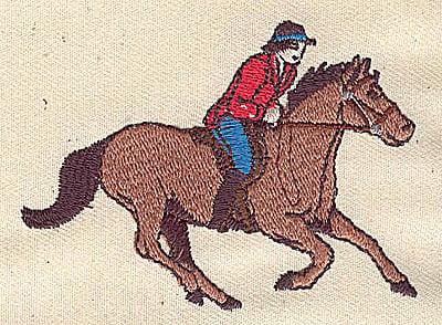 Embroidery Design: Horse and rider<br>2.13in. H x 2.91in. W