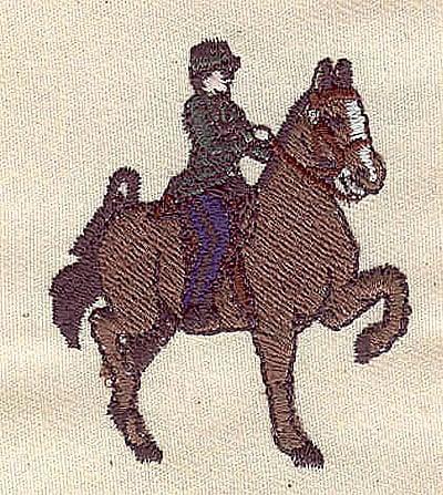 Embroidery Design: Dressage horse and rider<br>2.00in. H x 1.75in. W