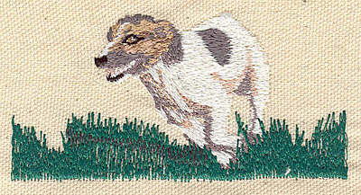 Embroidery Design: Dog running on grass<br> 3.68w X 1.90h