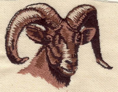 Embroidery Design: Ram head A<br> 3.04w X 2.44h