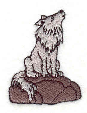 Embroidery Design: Wolf howling B <br>1.20"w X 1.61"h