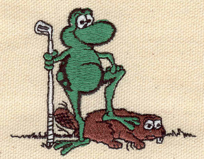 Embroidery Design: Frog and beaver<br> 2.72w X 2.17h