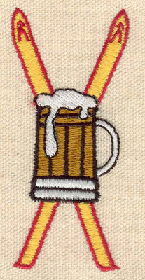 Embroidery Design: Skis and beer mug<br> 1.50w X 3.30h