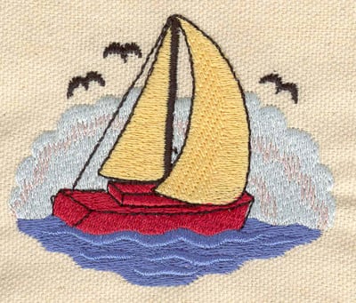 Embroidery Design: Sailboat scene<br> 2.90w X 2.40h