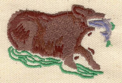 Embroidery Design: Grizzly bear fishing<br> 2.65w X 1.85h