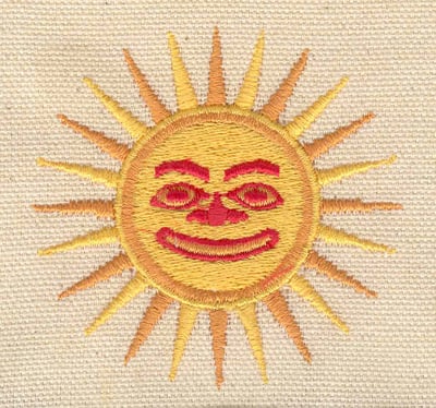 Embroidery Design: Sun with face<br> 2.55w X 2.50h