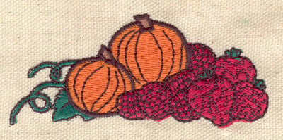 Embroidery Design: Pumpkins and berries<br> 3.30w X 1.45h