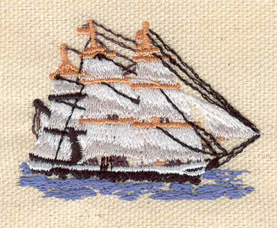 Embroidery Design: Tall ship<br> 2.10w X 1.55h