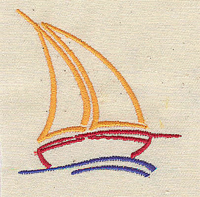 Embroidery Design: Stylized sailboat<br> 2.30w X 2.35h