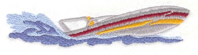 Embroidery Design: Speedboat B <br>4.20"w X 0.95"h