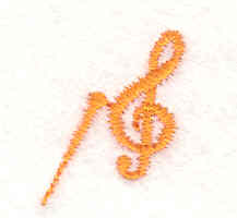 Embroidery Design: Conductors Baton & Trebleclef  <br>0.90" X 0.60"