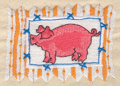 Embroidery Design: Pig framed<br> 3.40w X 2.40h