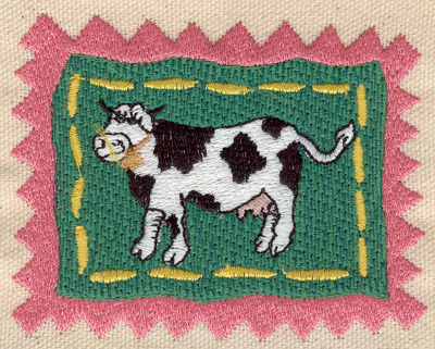 Embroidery Design: Cow framed<br> 3.50w X 2.80h