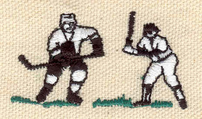 Embroidery Design: Hockey and Baseball player<br> 2.00w X 1.10h