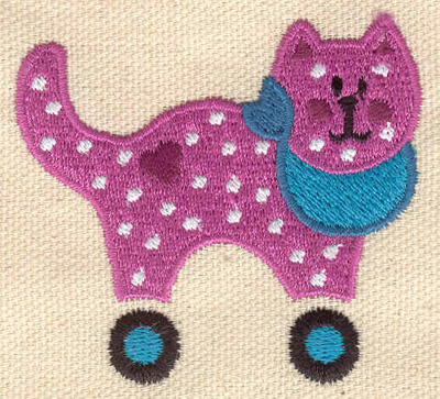 Embroidery Design: Cat on wheels<br> 2.40w X 2.20h