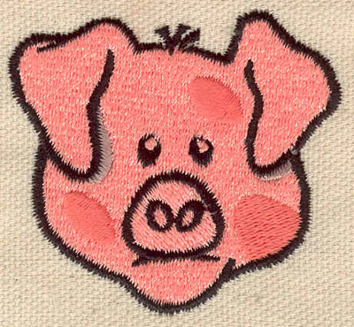 Embroidery Design: Pig face <br> 2.20w X 2.00h