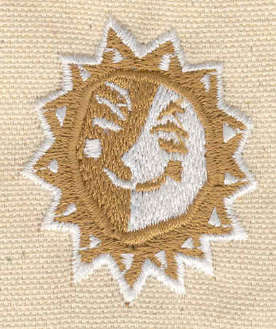Embroidery Design: Sun with smile<br> 1.65w X 2.10h