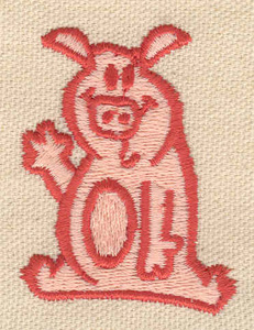 Embroidery Design: Pig waving<br> 1.60w X 2.10h
