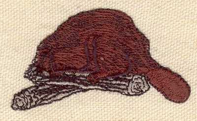 Embroidery Design: Beaver on log<br>2.34w X 1.29h