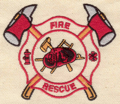 Embroidery Design: Fire and rescue shield<br> 3.55w X 3.05h