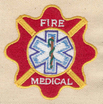 Embroidery Design: Fire and medical shield<br> 2.94w X 2.92h
