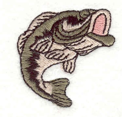 Embroidery Design: Large mouth bass <br>1.48"w X 1.48"h