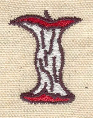 Embroidery Design: Apple core<br> 1.17w X 1.55h