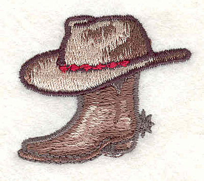 Embroidery Design: Cowboy hat and boot<br>1.61"H x 1.86"W