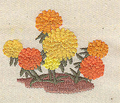 Embroidery Design: Marigolds<br> 1.85w X 1.54h