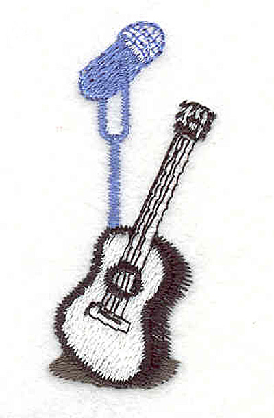 Embroidery Design: Microphone and Acoustic Guitar <br>2.11" X 0.96"