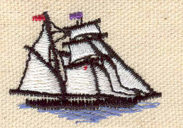 Embroidery Design: Sailing ship<br> 1.55w X 1.15h