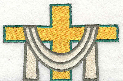 Embroidery Design: Cross with robe <br>3.83"w X 2.58"h