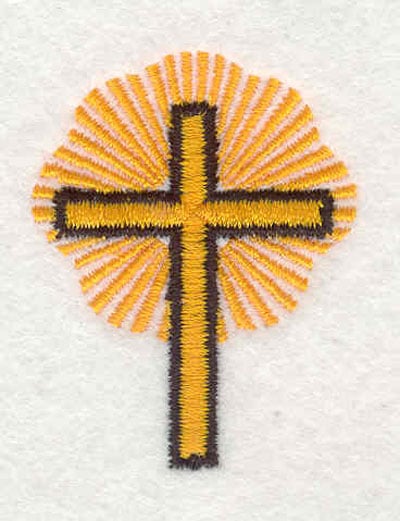 Embroidery Design: Cross with burst <br>1.46"w X 1.92"h