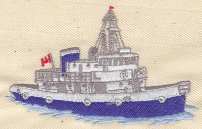 Embroidery Design: Fishing Boat<br> 4.11w X 2.53h