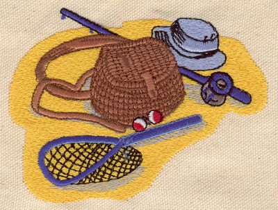 Embroidery Design: Fishing equipment<br> 4.16w X 3.05h