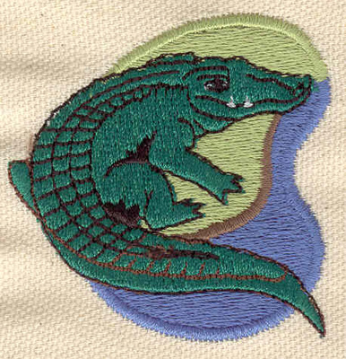 Embroidery Design: Alligator resting on shore<br>2.18w X 2.20h