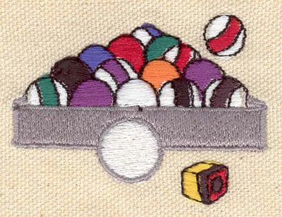 Embroidery Design: Billiard rack of balls<br> 2.35w X 1.73h