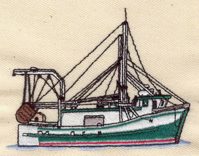 Embroidery Design: Fishing Boat<br> 3.78w X 2.98h