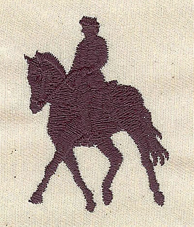 Embroidery Design: Horse and rider silhouette<br>2.18in H x 1.64in. W