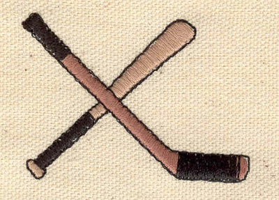 Embroidery Design: Bat and hockey stick<br> 2.22w X 1.64h