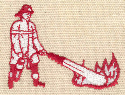 Embroidery Design: Firefighter with extinguisher<br> 2.43w X 1.84h