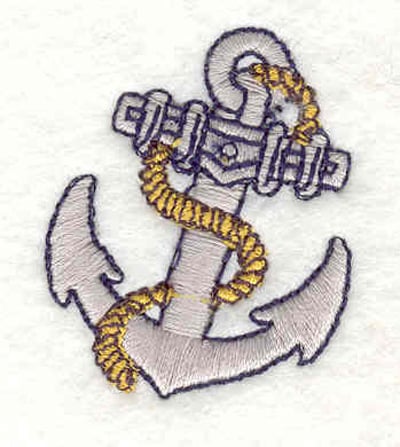 Embroidery Design: Anchor with rope J <br>1.44"w X 1.64"h