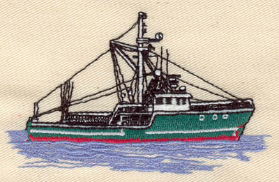 Embroidery Design: Fishing Boat<br> 3.85w X 2.32h