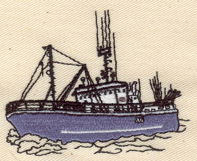 Embroidery Design: Fishing Boat<br> 2.99w X 2.39h