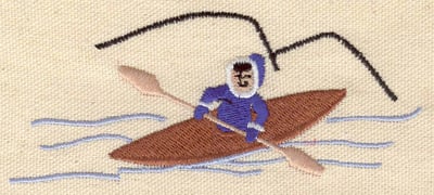 Embroidery Design: Eskimo in Kayak<br> 4.49w X 1.91h