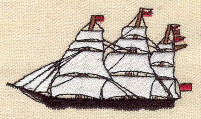 Embroidery Design: Sailing ship<br> 3.11w X 1.74h