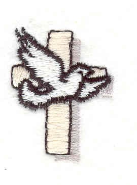 Embroidery Design: Dove with cross <br>0.97"w X 1.29"h