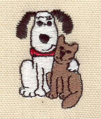 Embroidery Design: Dog with cat<br> 1.15w X 1.71h