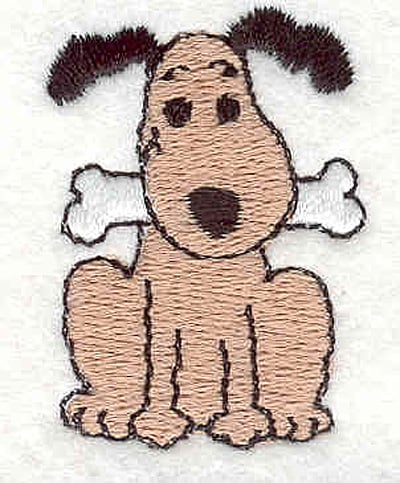 Embroidery Design: Dog with bone <br>1.68" X 1.20"