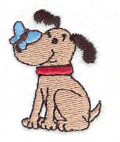 Embroidery Design: Dog with Butterfly <br>1.62" X 1.20" | Embroidery Legacy Embroidery Design: Dog with Butterfly <br>1.62" X 1.20"